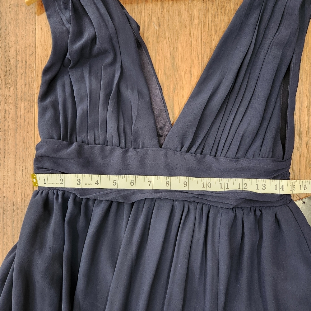 Lulu's Heavenly Hues Navy Blue Double V-Neck Maxi Dress, Size Large - Picture 11 of 14